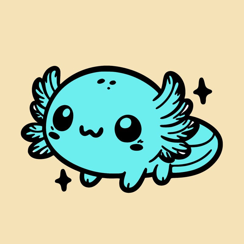 cute easy baby axolotl