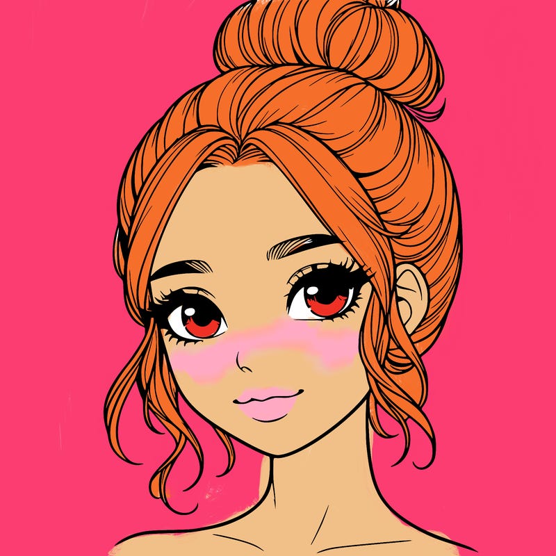 realistic pretty girl with hair in bun