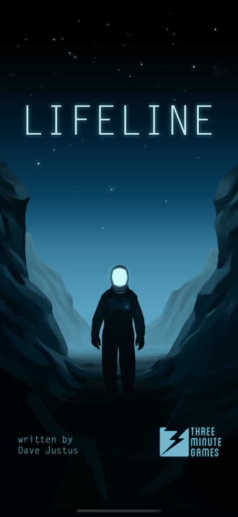 Lifeline... - Titelscreen für das Spiel Lifeline mit einer Astronautensilhouette auf einem fremden Mond unter einem Sternenhimmel