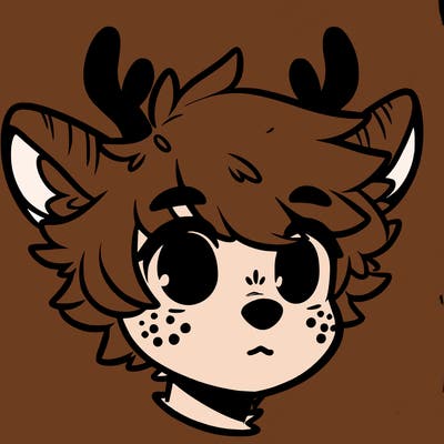 a humanoid deer with soft fluffy ears