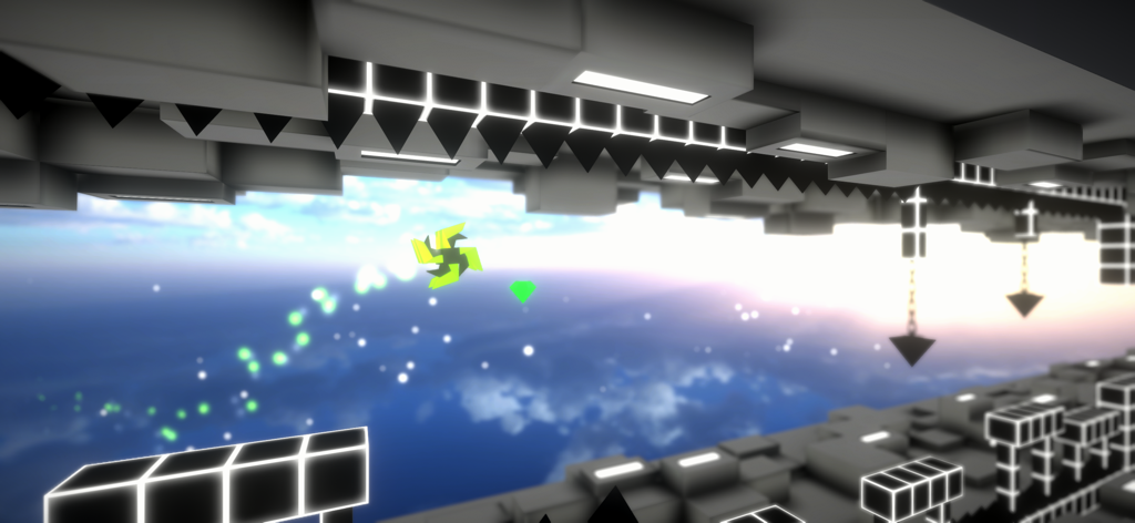 Geometry Jump 3D - Yellow character jumping over spikes in a 3D platformer game