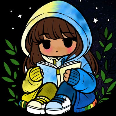 girl in oversized hoodie reading a book