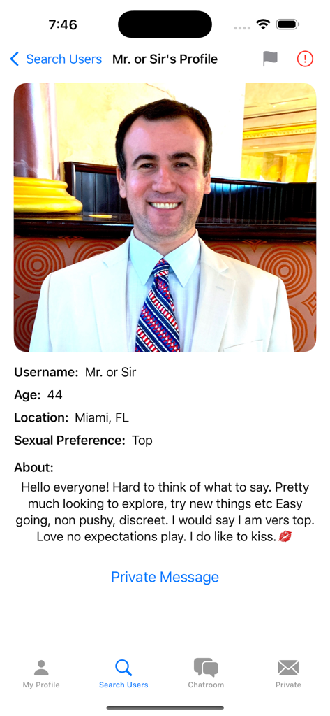 Gay Bear Chat user profile screen