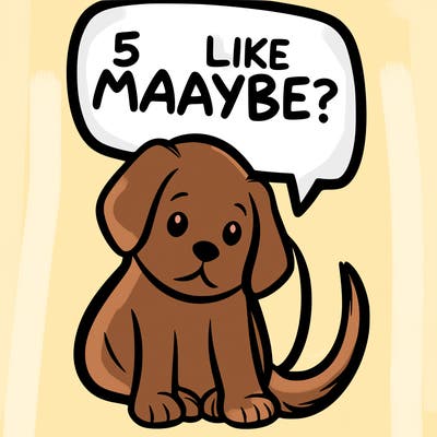 a puppy that says 5 like maybe