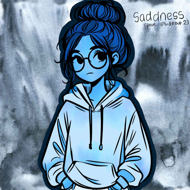 teen girl with a messy bun and glasses wearing a loose hoodie and jeans