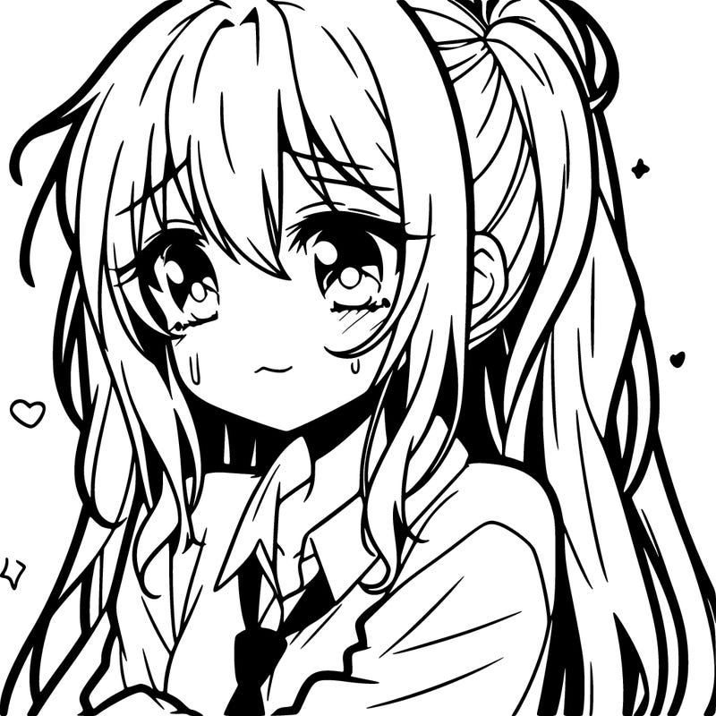 anime girl that is sad but has to keep smiling