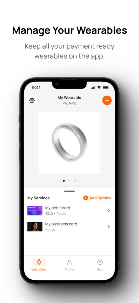 Manage-Mii - Manage-Mii mobile app dashboard displaying a linked payment ring and digital payment services