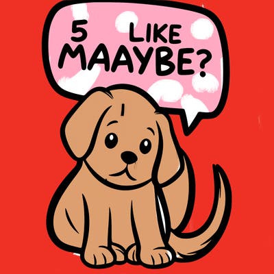a puppy that says 5 like maybe