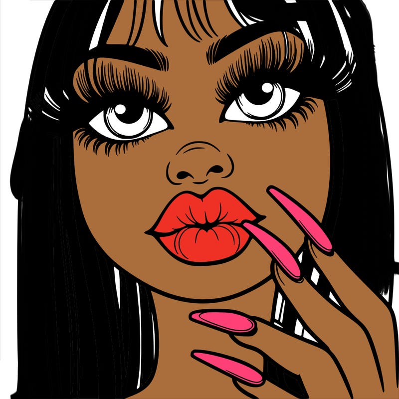girl with big lips and long nails with long eyelashes