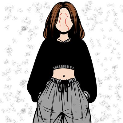 realistic girl faceless with baggy pants and a crop top