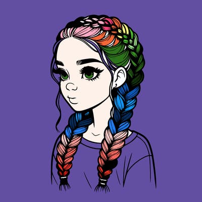 realistic girl with braids