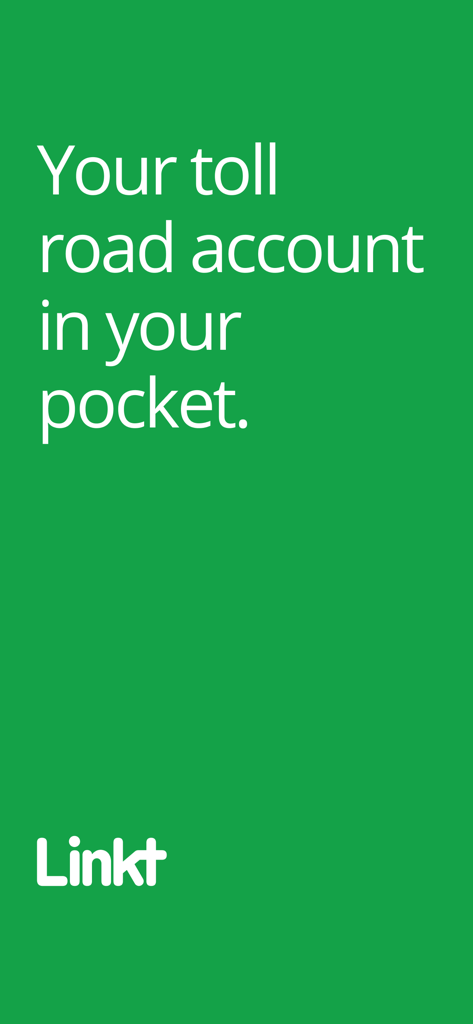 Linkt app promotional screen with the tagline Your toll road account in your pocket