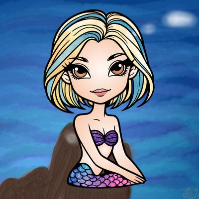 mermaid short hair and mistic realistic