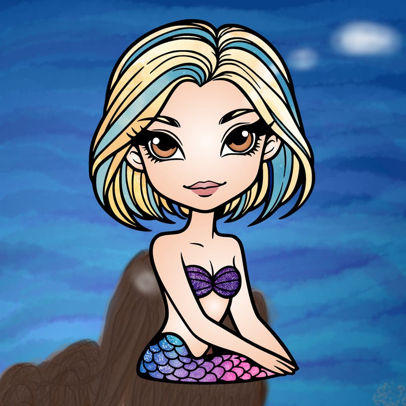 mermaid short hair and mistic realistic