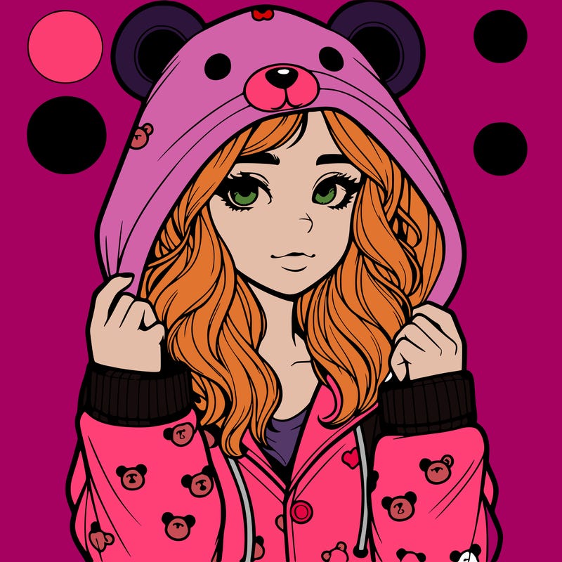 realistic girl in a animal pjs hoodie