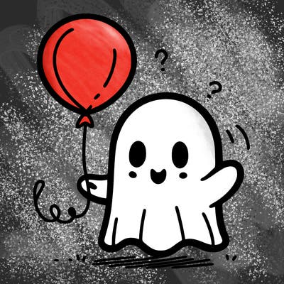 a easy drawing of a ghost with a balloon