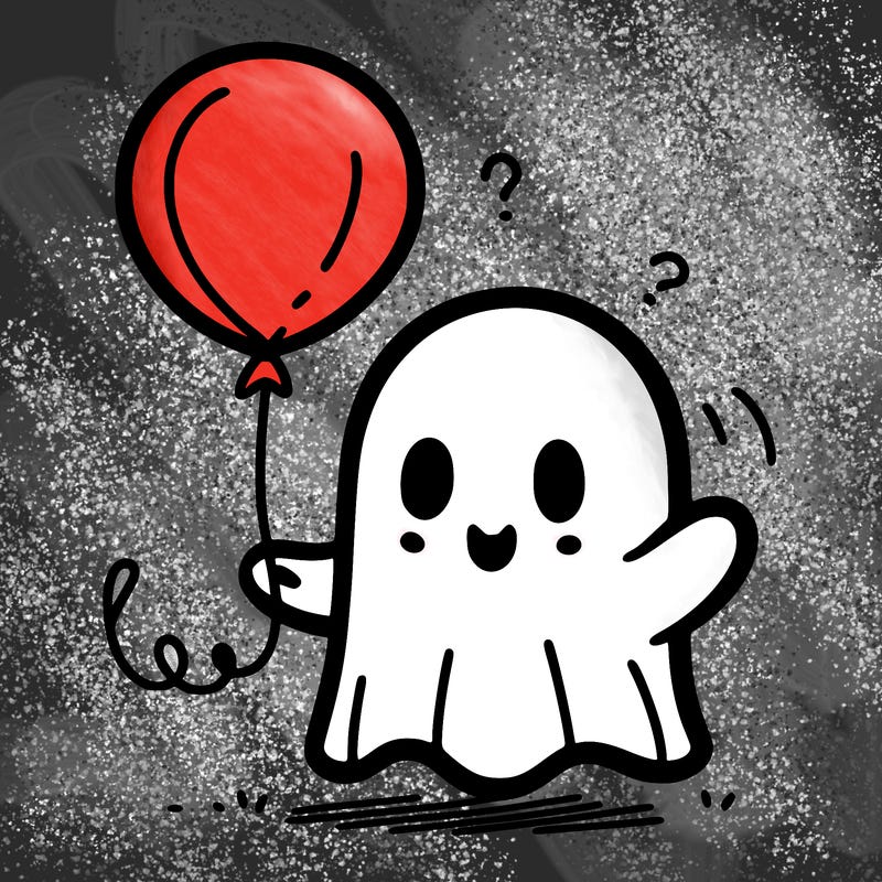 a easy drawing of a ghost with a balloon