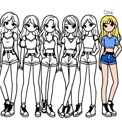 a group of girls wearing crop tops and shorts