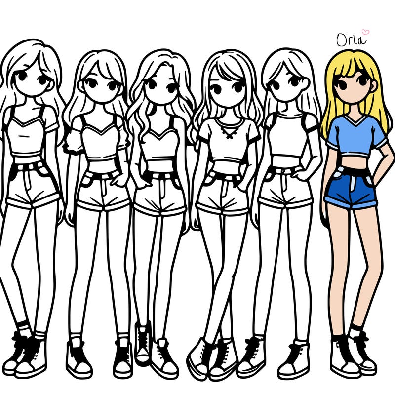 a group of girls wearing crop tops and shorts