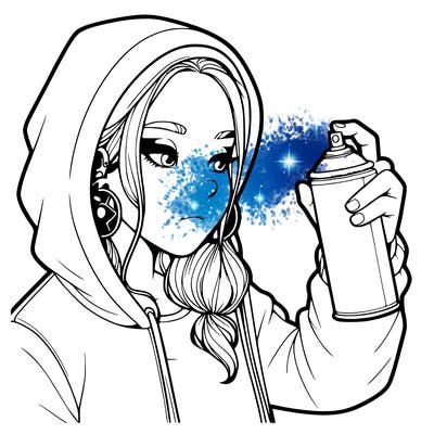 a realistic girl, spray painting