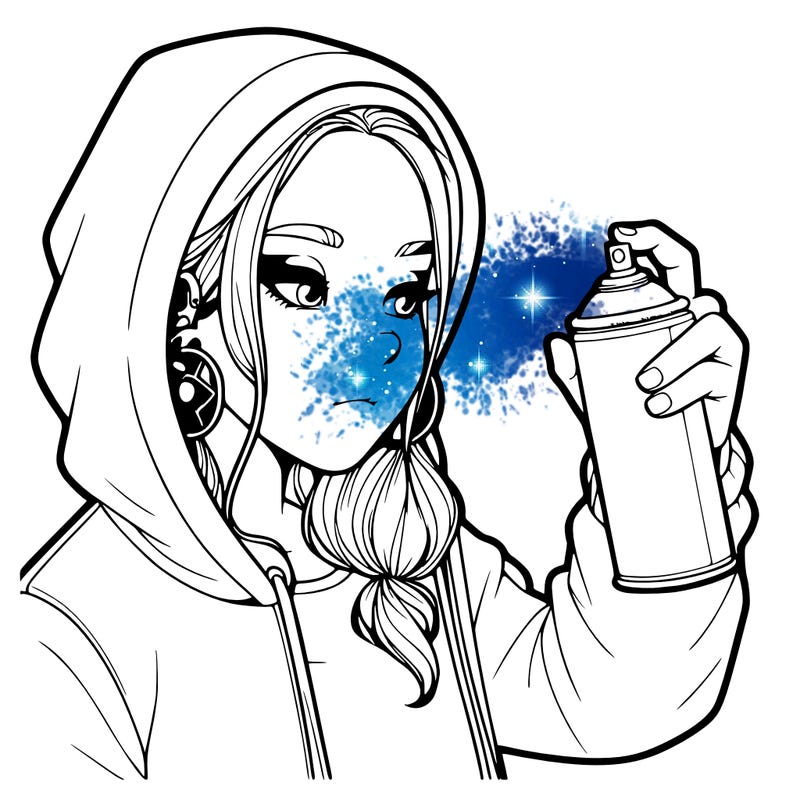 a realistic girl, spray painting