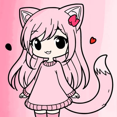 girl with cat ears and tail