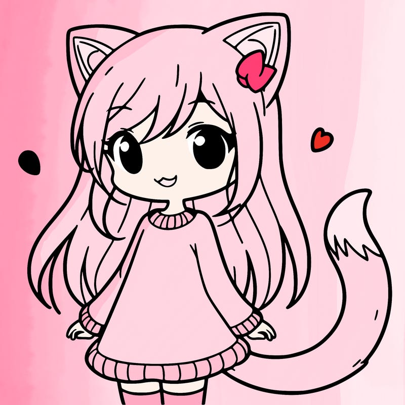 girl with cat ears and tail