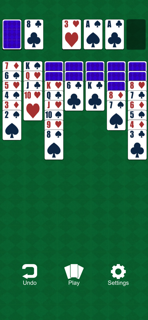 Klondike Kings Solitaire - Classic Klondike Kings Solitaire gameplay on a green patterned background
