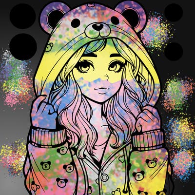 realistic girl in a animal pjs hoodie