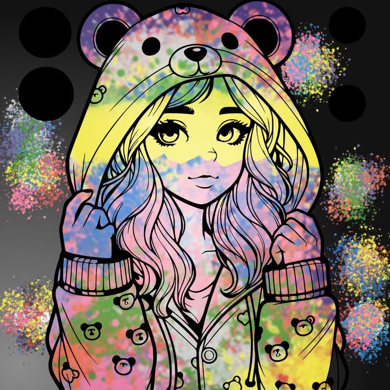 realistic girl in a animal pjs hoodie