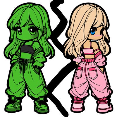 girl in crop top and baggy pants