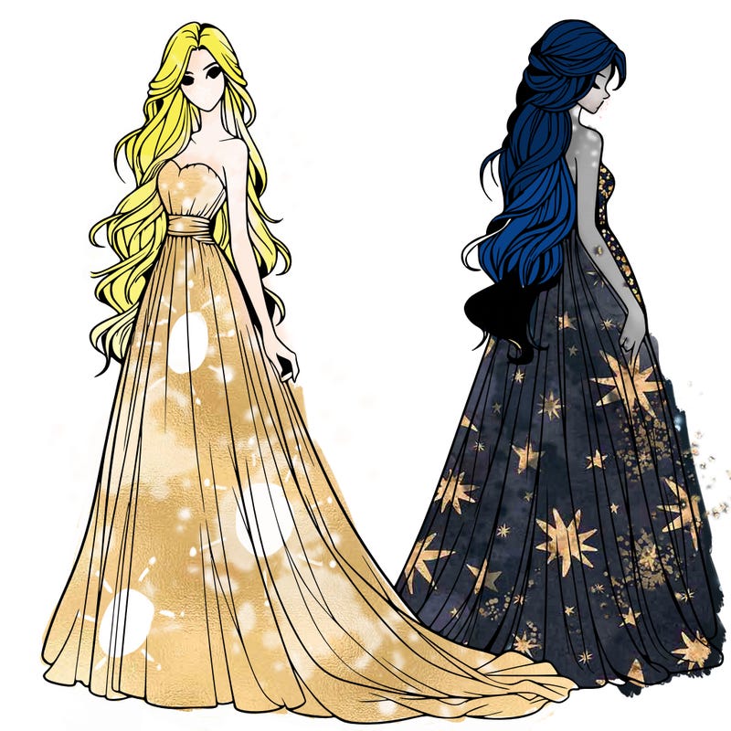 realistic woman with long flowing dress