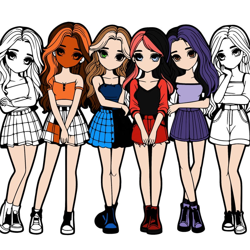 a group of girls realistic