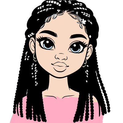 a realistic black girl with braids