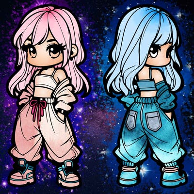 girl in crop top and baggy pants