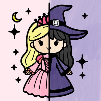 split princess and witch