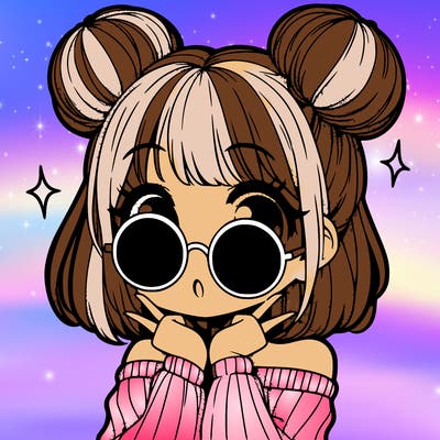 manga girl with hairbuns and sun shape sunglasses