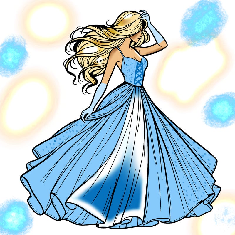 realistic woman with dress flowing in the wind