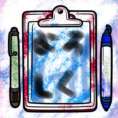 blank clip board with pen