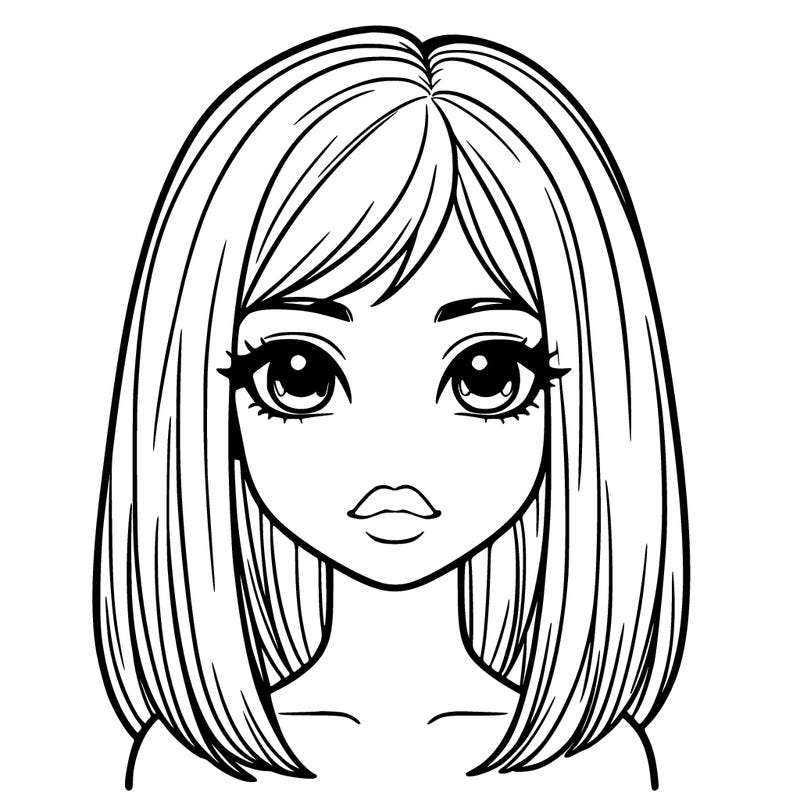 a cute teenage girl with lips and straight hair