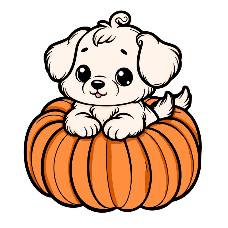 cute little puppy in a pumpkin