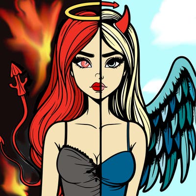 devil vs angel realistic girl