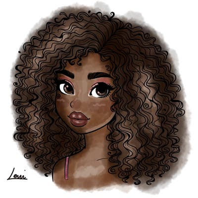 girl with curly hair realistic