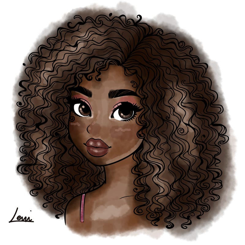 girl with curly hair realistic