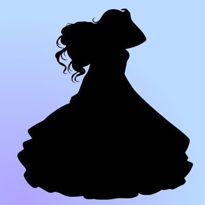 realistic woman with dress flowing in the wind