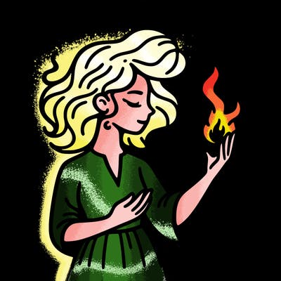 woman with fire
