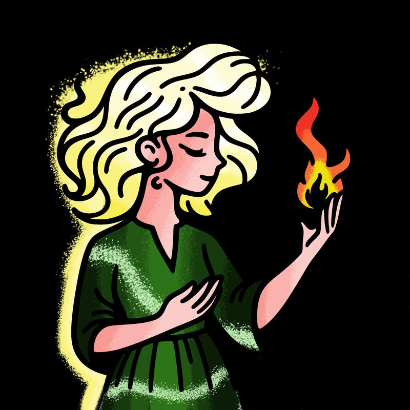 woman with fire