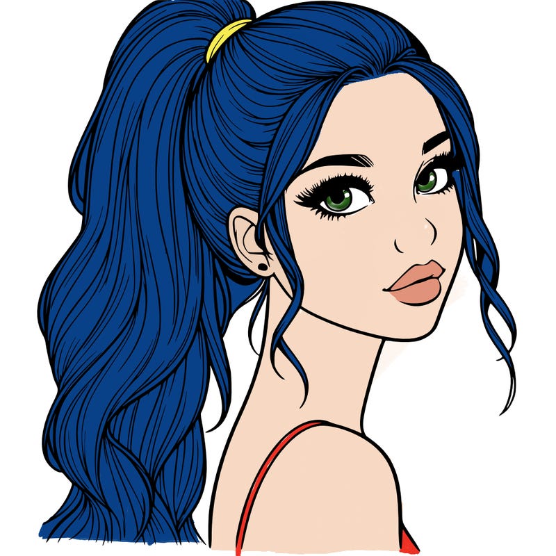 realistic pretty girl with high pony tail