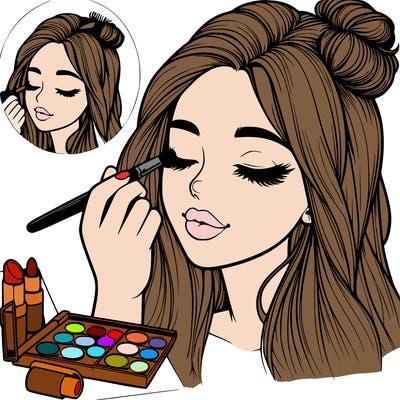 realistic girl doing makeup