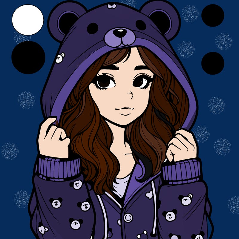 realistic girl in a animal pjs hoodie